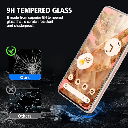 CYYAGE 3 Pack for Google Pixel 8 Screen Protector Tempered Glass, 9H Hardness Protection Film, Scratch Resistant - Image 3