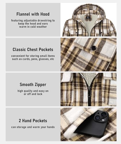 Image of GEEK LIGHTING Men's Flannel Shirts Jacket Sherpa Lined Fleece Plaid Hoodie Long Sleeve Winter Warm Coat