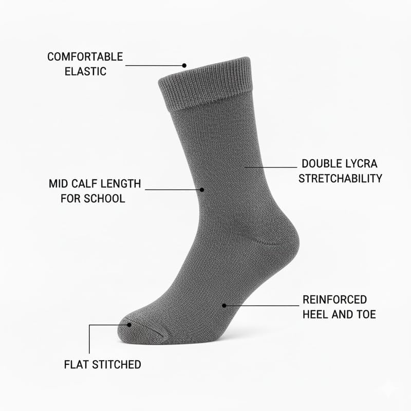 Image of Wens Plain Dark Socks for Girls, Boys, Kids & Men of All Ages (Pack of 3) | Heavy Elastic, Streachable & Comfortable Fit