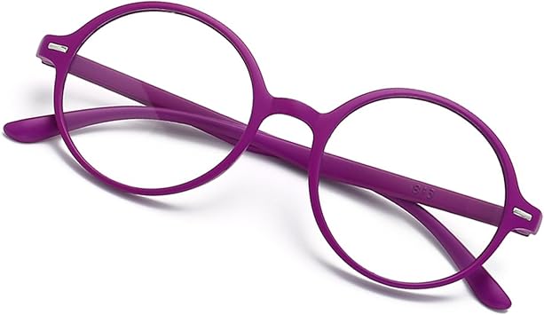 TZUFA Reading Glasses for Women Men Classic Round Readers 1.0 1.5 2.0 2.5 3.0 3.5 4.0 Retro Glasses with Lightweight Frame Color Purple, Size 2.50x
