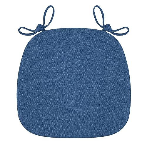 BLISENCHY Memory Foam Chair Cushion with Ties - Non-Slip Dining Chair Pad, Comfortable Kitchen and Dining Room Seat Cushion with Machine Washable Cover (Prussia Blue)