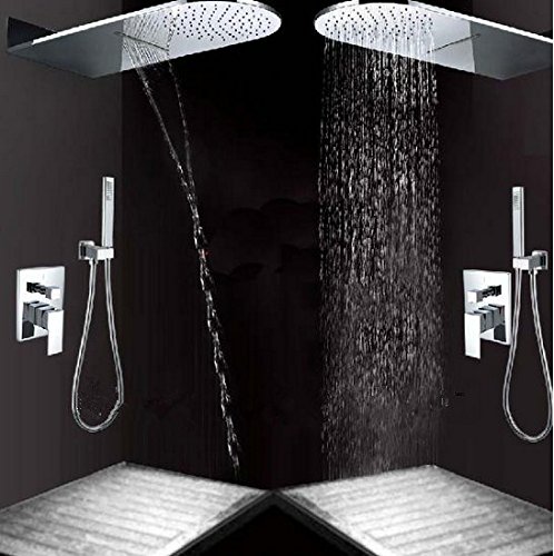 Pluie de douche avec ensemble de robinet laiton mitigeur cascade et pommeau Gowe
