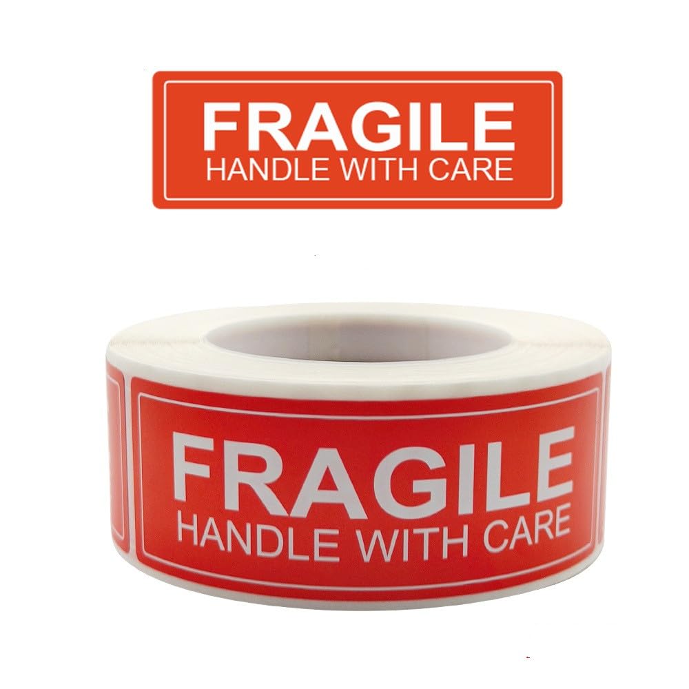 Fragile Stickers 3'' x 1'' 1 Roll 500 Labels Fragile,Handle with Care,Thank You Shipping Labels Stickers Moving Supplies Permanent Adhesive (Fragile Stickers)