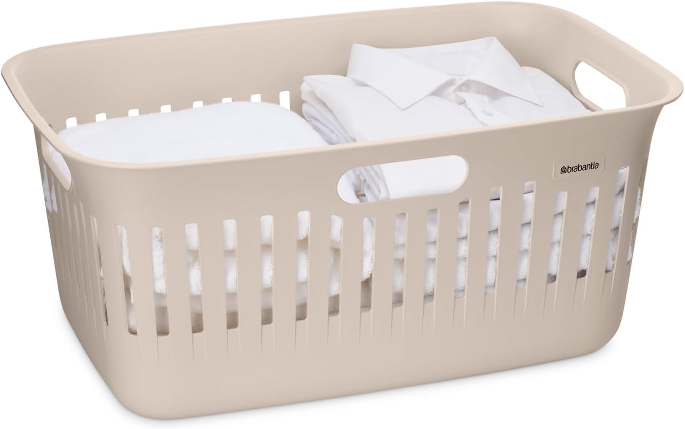 Brabantia Collect-It Wäschekorb 40 l (Soft Beige), 2er-Set, Wäschesammler für Küche und Hauswirtschaftsraum, praktische Wäschewanne für Kleidung, Handtücher und Bettwäsche