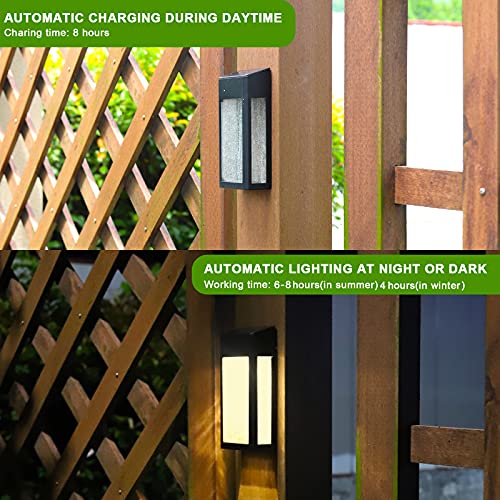 Goodfoever 4 Pack Solar Fence Lights Solar Post Accent Light/Wall Light For Outdoor, Yard, Fence, Porch And Garage, Body In Aluminum And Glass Waterproof Outdoor Decorative Solar Lighting #TOP2