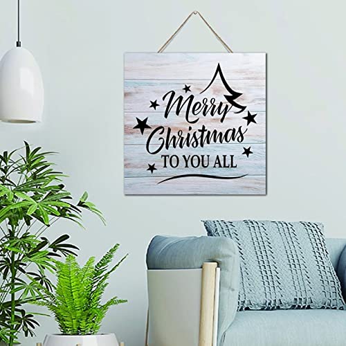 Panneau bois Merry Christmas suspendu déco rustique maison 30x30 cm - 2