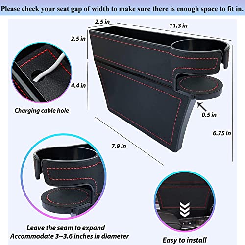 Lucklyjone Car Seat Gap Filler, Console Side Pocket, Pu Leather Car Seat Pocket Organizer Catcher Caddy For Cellphones Wallet Coin With Cup Holder Black(Driver Side) #TOP1