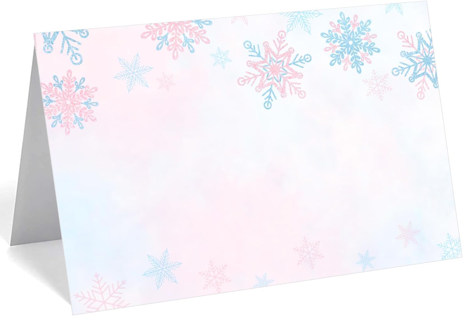 Snowflake Place Cards, 24 Pcs Winter Theme Seating Name Cards (Blue)
