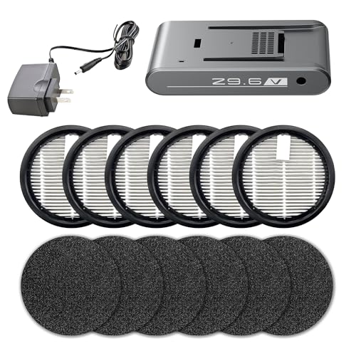 Image of UV5 Cordless Cane Vacuum Cleaner Accessory Kit, Replacement Battery, Replacement Power Adapter, 6 PCS Replacement HEPA Filter