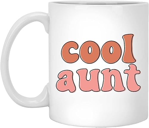 HTDesigns Taza de regalo para tía con texto en inglés "Cool Aunt Ever", taza para tía, regalo para hermana, Zia Tia Theia, tía, tía, arcoíris, taza