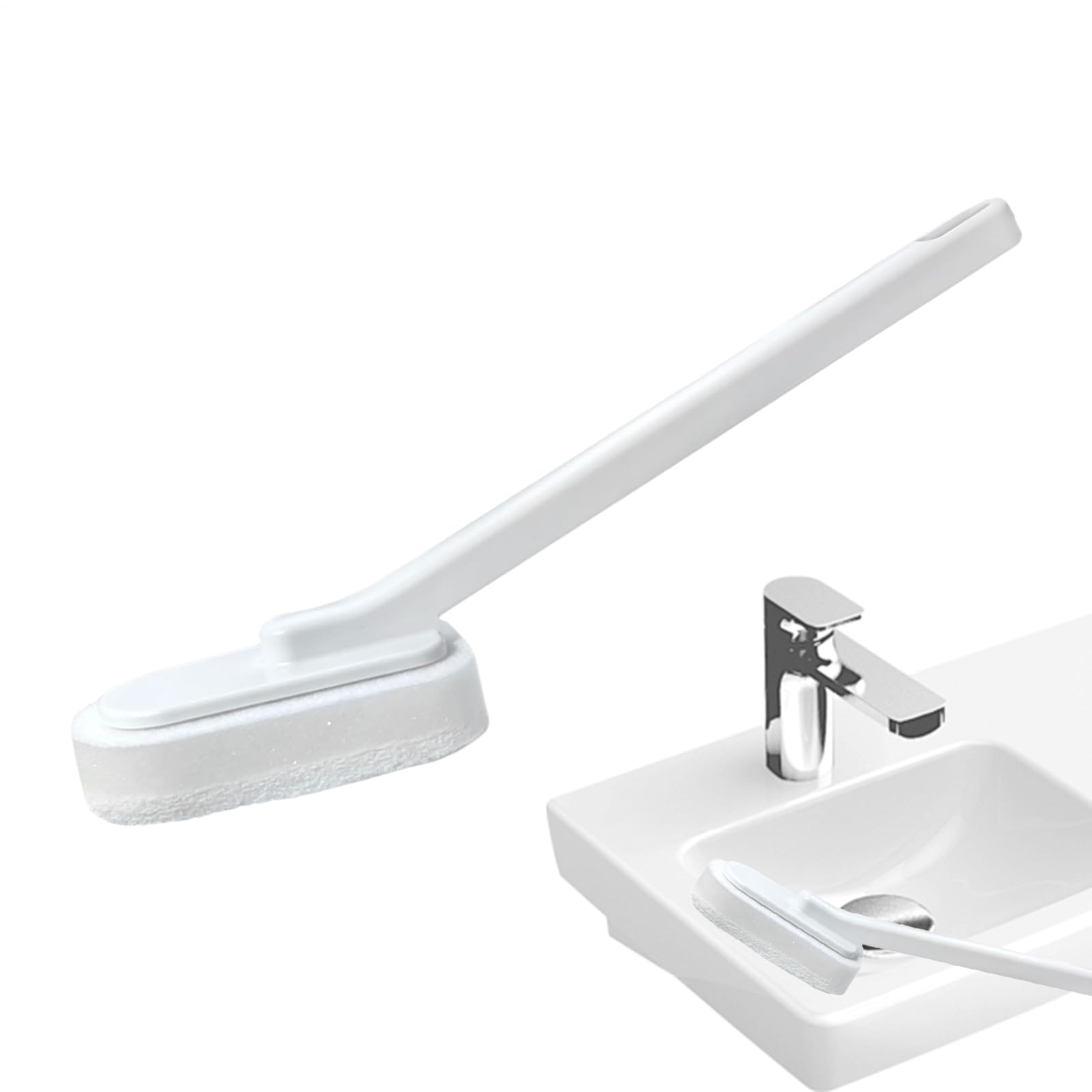 Cepillo Esponja - Mango Largo Reutilizable, Limpieza Profunda | ABS Paño Esponja 6,1x30,4x11,3cm Bañera Ducha Baldosas Superficies Difíciles Higiene Baño