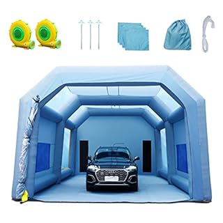 VEVOR Inflatable Booth for Cars and Trucks: Large Spray Tent with High-Power 950W+1100W Blowers, 33x20x13ft Painting Shelter, Blue with Air Filter System