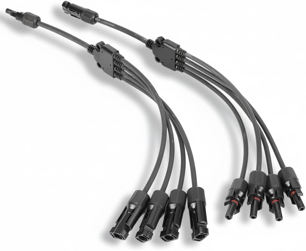 Solar Y Branch Connectors Long mc4 connectors Solar Panel Parallel Connectors 1 to 4 Solar Cable Wire Plug Tool Kit (M/FFFF and F/MMMM)