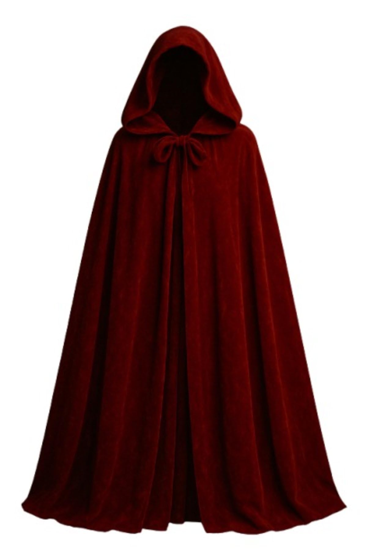 Mantello da vampiro da donna, rosso, con cappuccio, lungo