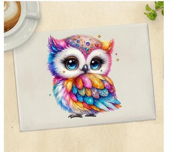Rainbow Gemstone Owl Bird Feather PVC Vinyl Car Decals Stickers Waterproof Self-Adhesive Decals for Cars, Laptops, Trucks, Motorcycles Wall Window Luggage Scratch Cover Door Decor Sticker - Image 5