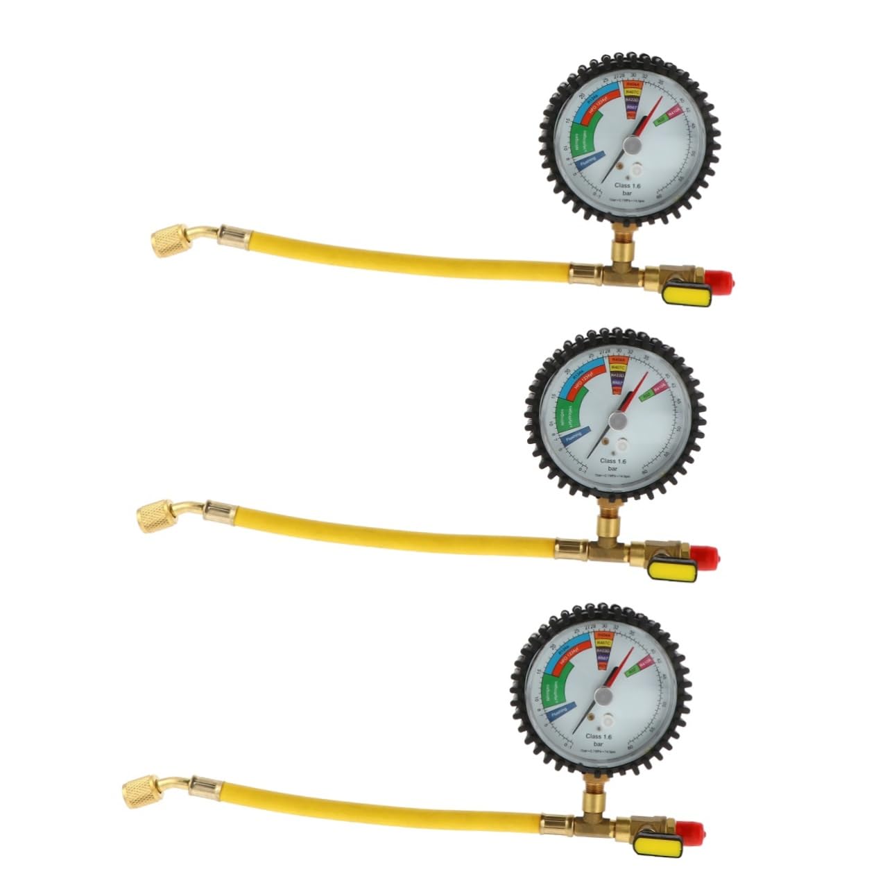 POPETPOP 3 Piezas Manómetro Presión Nitrógeno para Refrigeración con Pantalla Clara y Válvula Esférica Medidor Duradero para Prueba y Detección Sistemas de Aire Acondicionado