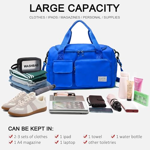 Image of Small Gym Bag for Women, Travel Duffle Bag Carry On Weekender Bag with Shoe Compartment