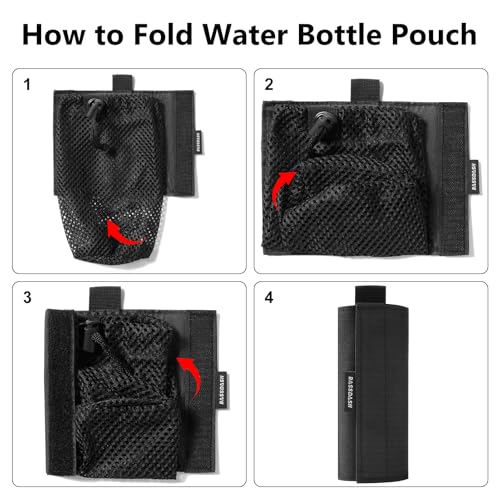 Bassdash Tactical Molle Wasserflasche Beutel mit Karabiner faltbar Mesh Flaschenhalter für Reisen Angeln Jagd Wandern Outdoor-Aktivitäten
