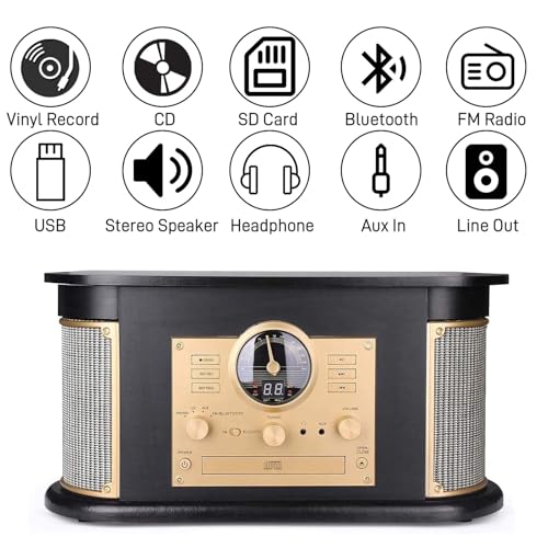 8-en-1 Platine Vinyle avec Bluetooth, CD, Radio FM, Encodage USB/SD, Haut-parleurs Stéréo Intégré, Entrée Auxiliaire, Sortie RCA, Line Out - Les Beatles, Paul McCartney, John Lennon, RIngo Starr, George Harrison 8-en-1 Platine Vinyle avec Bluetooth, CD, Radio FM, Encodage USB/SD, Haut-parleurs Stéréo Intégré, Entrée Auxiliaire, Sortie RCA, Line Out – Image 3
