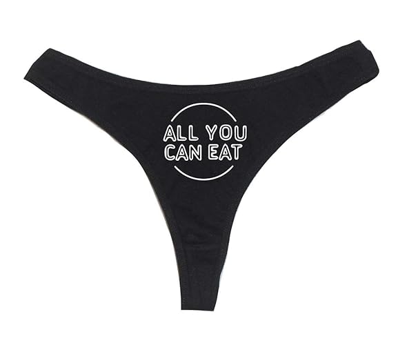 Dirty Girl Undies All You Can Eat Women's High Rise Sexy Thong, Dirty Undies! Black - Large - Black