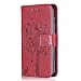 Produktbild Conber Hülle für Samsung Galaxy A5 2017, PU Leder Tasche Flip Case Lederhülle Handyhülle, Vintage Katze und Baum Schutzhülle für Samsung Galaxy A5 2017 - Rot