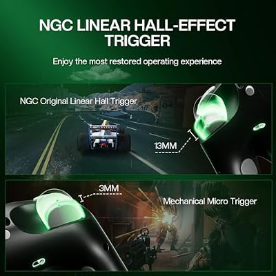 NYXI Wizard 2 Wireless Switch Controller, TMR Hall Joystick Wireless Controller, NFC, Adjustable Triggers, Programmable Buttons, 6-Axis Gyro, HD Rumble for Switch/NGC/PC (Black)
