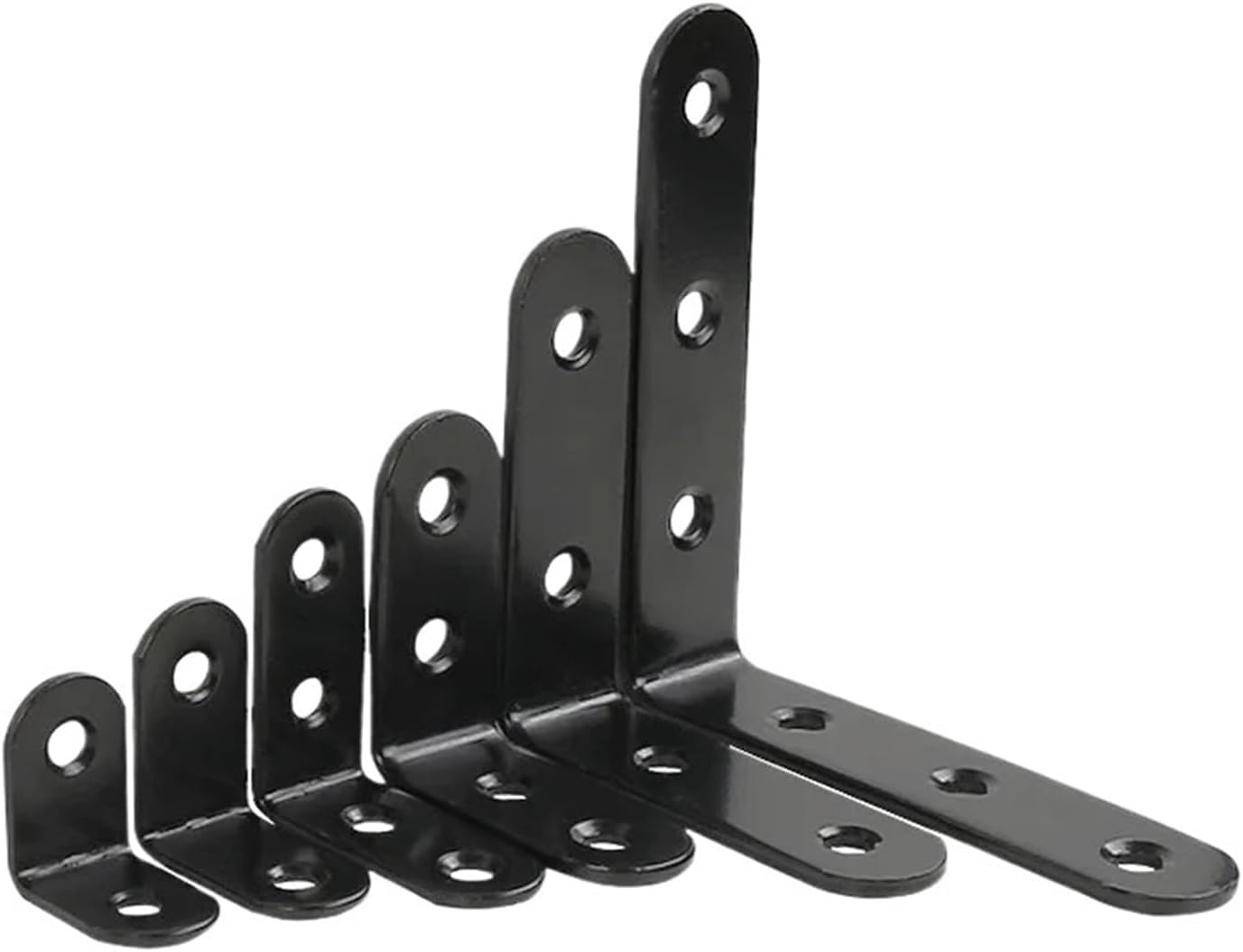 L Brackets 2/4PCS Thickened Black Furniture Corner Code Right-Angle Wardrobe Table and Chair Fixed(85x85x37mm 2pcs)