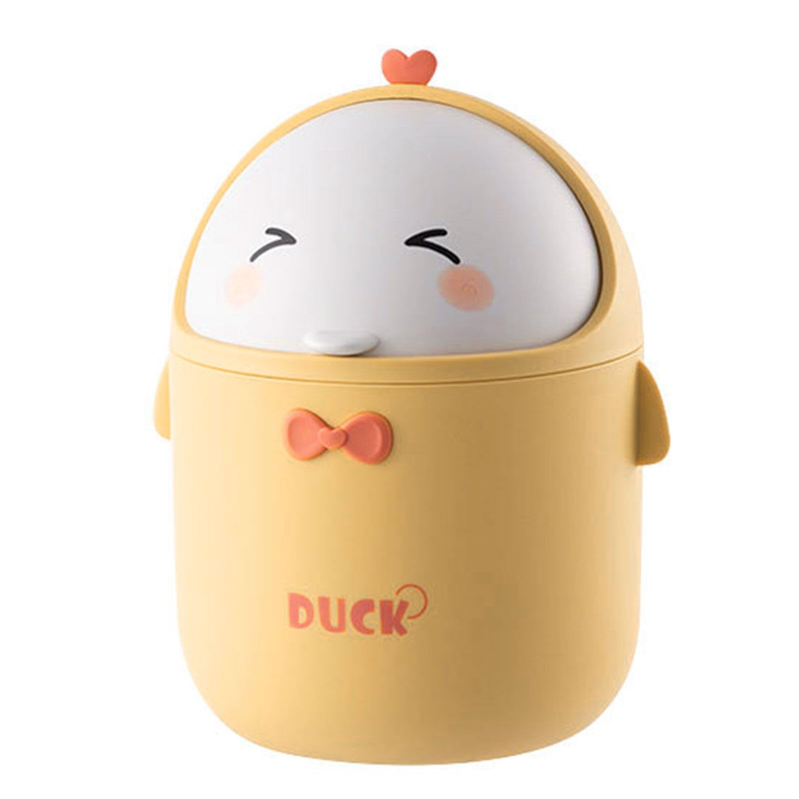 Greyoe Mini Papelera Pequeña Papelera con Tapa Cubo de Basura Baño Papelera Oficina Papelera para Baño, Cocina, Oficina, Cubo de Basura Portátil Estilo Dibujos Animados Lindo, Verde (Amarillo)