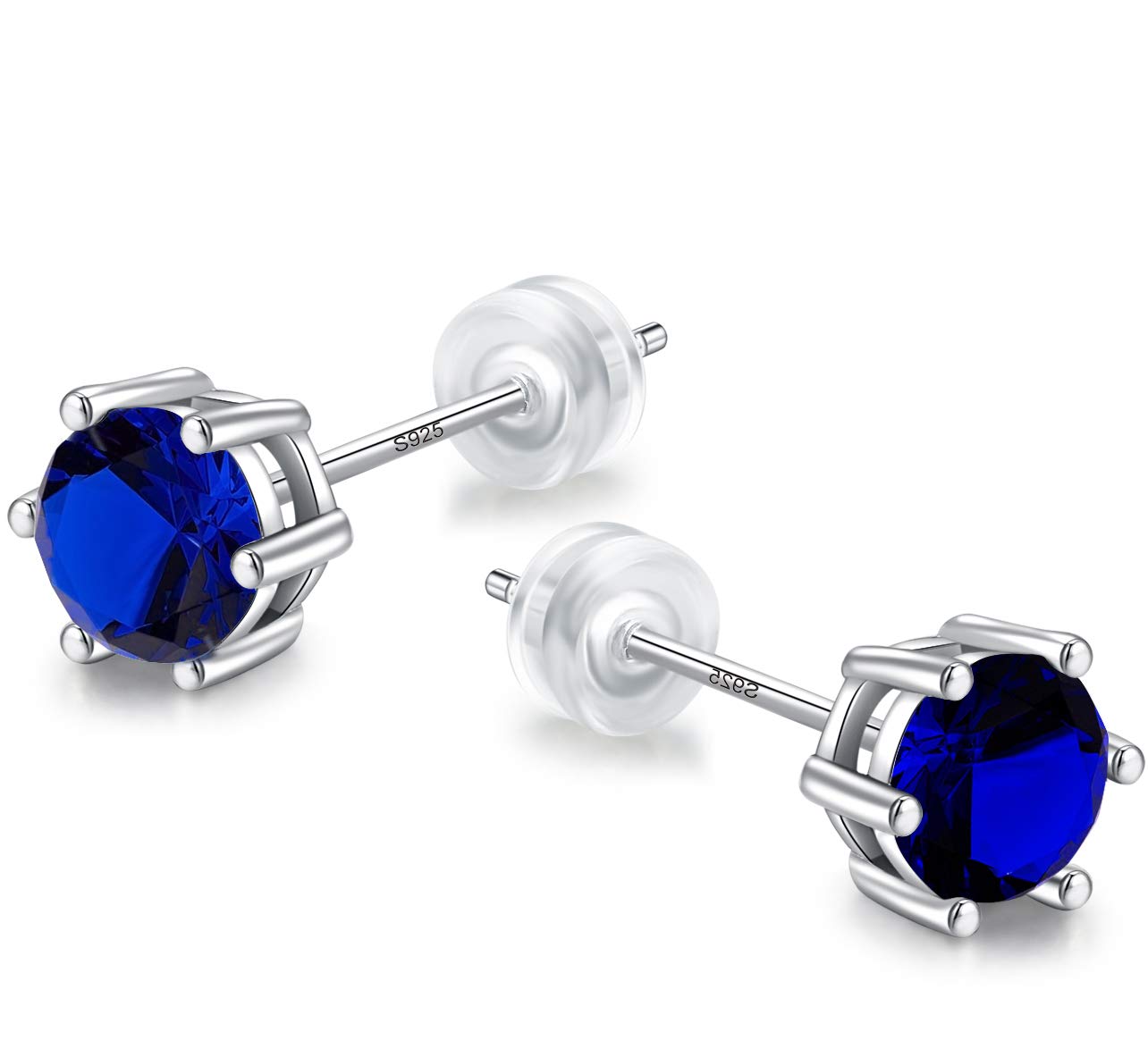 SunnyshopdayBirthday Stone,Daily Wear,925 Sterling Silver 18ct White Gold Plated Earrings Stud Men Women,Jewelry Box Gift Choice