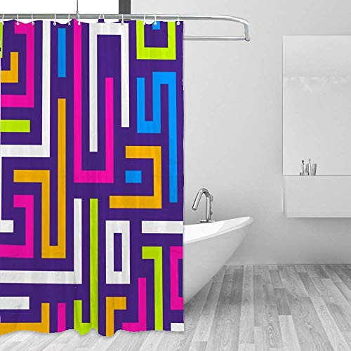 Rideau de douche labyrinthe violet en polyester 183x183 cm lavable - 5