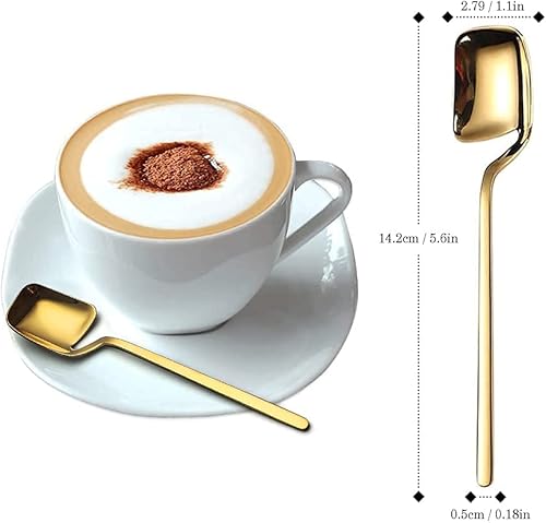 Miniatura 15 de IQCWOOD Cucharas de té para café, 5.6 pulgadas de acero inoxidable, pequeñas cucharas de café expreso para postre, helado, azúcar, té, juego de 6