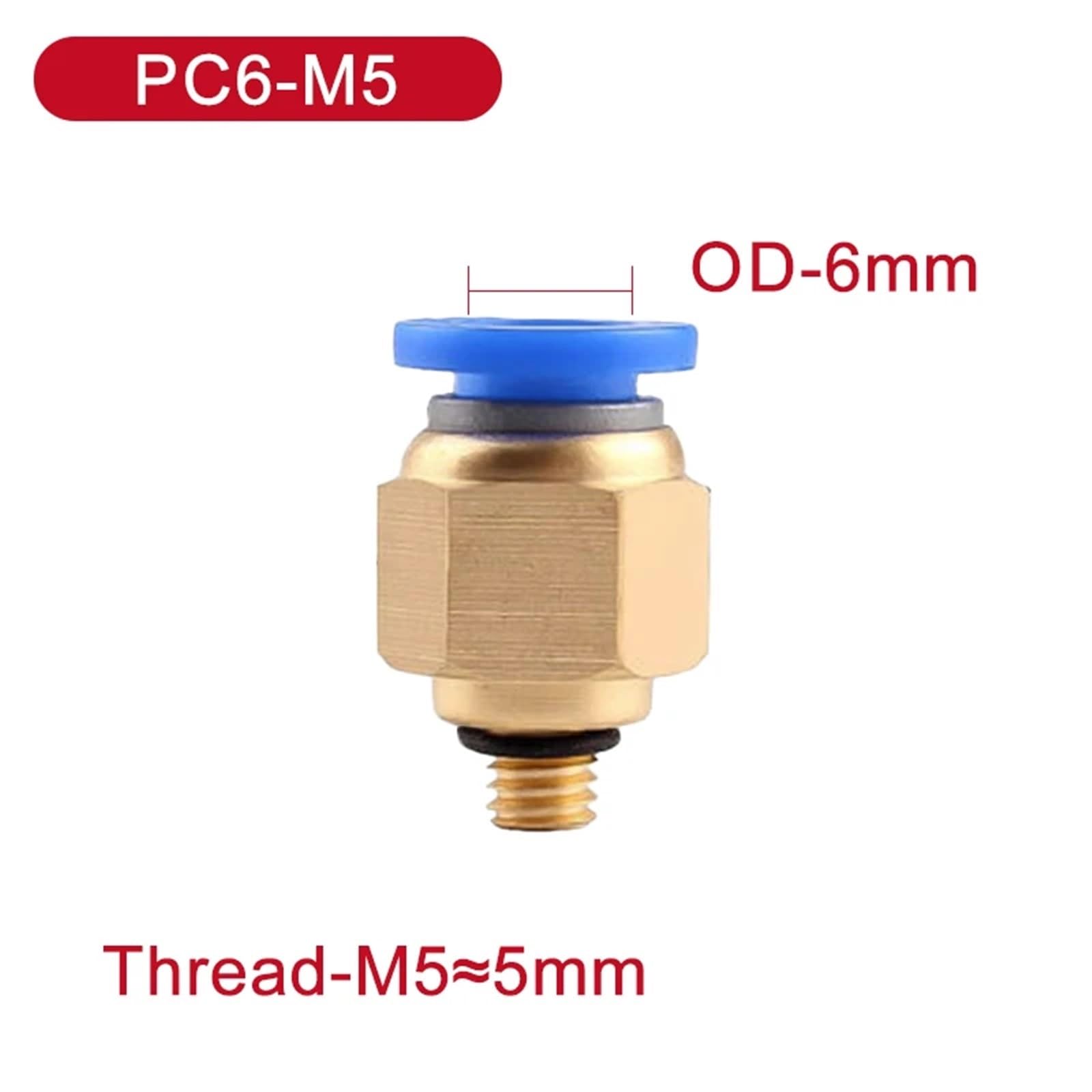 Impianto di tubature pneumatiche d’aria, Confezione da 5 raccordi rapidi pneumatici con filettatura maschio PC girevoli da 4 a 12 mm, 1/8-1/2 pollici(Pc6mm-1i8)