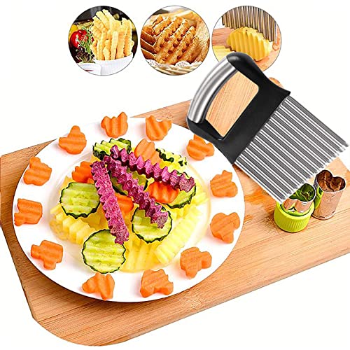 BROSEBEAQ Wave Cutter, Potato Cutter, Stainless Steel, French Wave Knife, Wave Knife for Vegetables, Fruit, Salad, Ripple Knife, Baby, Ripple Cutter for Fries - Image 3