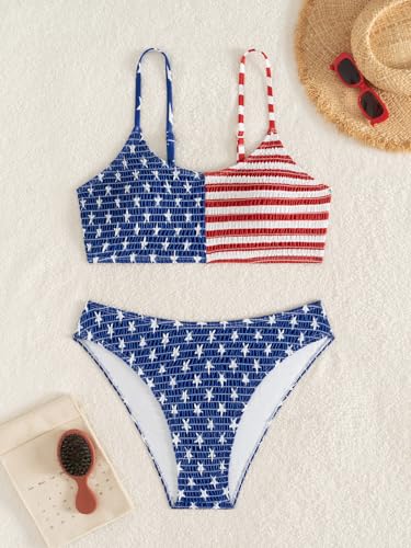 Image of Fanuerg Women's Ribbed Bikini Sets Scoop Neck Cheeky Swimsuit Textured Two Piece Bathing Suit
