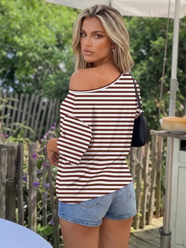 Image of Trendy Queen Womens Off the Shoulder Tops Oversized Summer Spring T-Shirts 2026