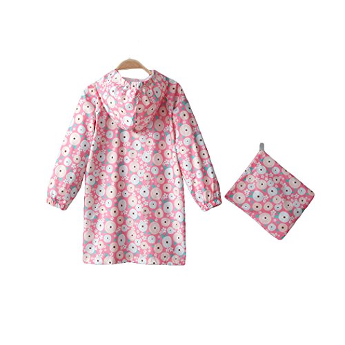 Kids Peony Print Hooded Waterproof Raincoat Rain Coats/Jacket For Girls For Boy Pink #TOP4
