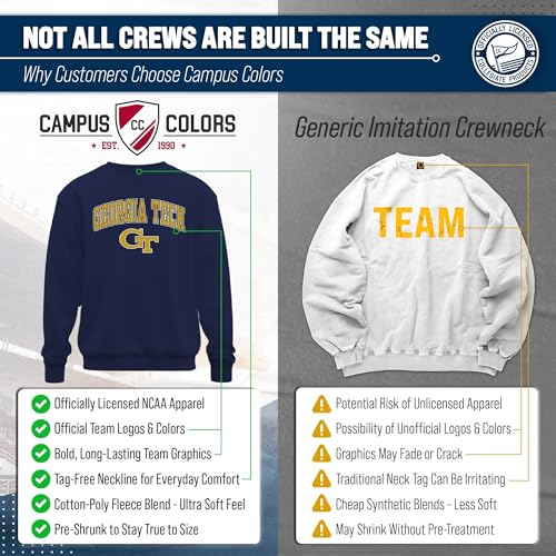 Image of NCAA College Sweatshirt Fleece Crewneck Pullover for Men and Women | Officially licensed NCAA college gameday crewneck pullover - 9 oz fleece lined sweatshirt with arch and logo design