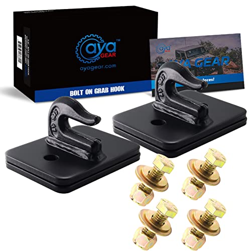 AyA Gear 5 16-in Bolt On Grab Hook Mount with Backer Plate Grab Hook 70 Forged Steel Tow Hook Work Well for Loader, Tractor Bucket, RV, UTV,Truck (Black)