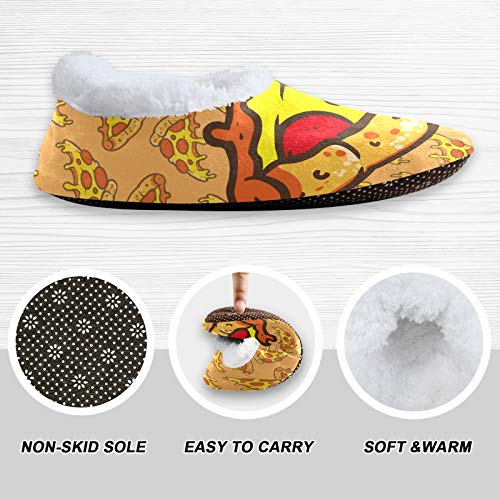 OTVEE Cartoon Funny Tasty Pizza Fast Food House Slipper for Women Men, Comfy Slippers Warm Home Bedroom Shoes3