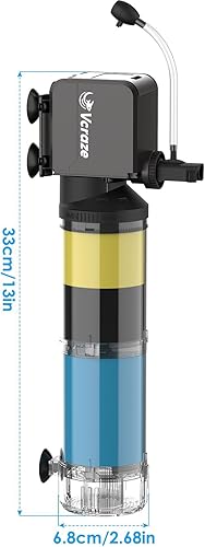 Miniatura 7 de Filtro interno de acuario de 3 etapas para tanques de 40 a 150 galones, filtro de tanque de peces con modos de aireaciónlluvia, filtro de tanque de
