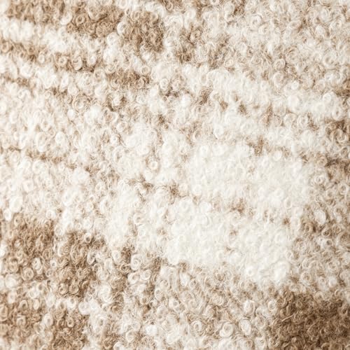 Image of Foindtower Pack of 2 Soft Faux Fur Boucle Throw Decorative Pillow Covers Fuzzy Accent Check Cushion Sherpa Boho Farmhouse Pillowcase for Couch Sofa Bed Living Room Home Decor 20x20 Inch,Khaki Brown