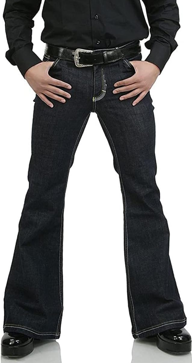 EVEDESIGN 70s Outfits Bell Bottom Pants for Men,Mens Bell Bottom Jeans Flared Jeans