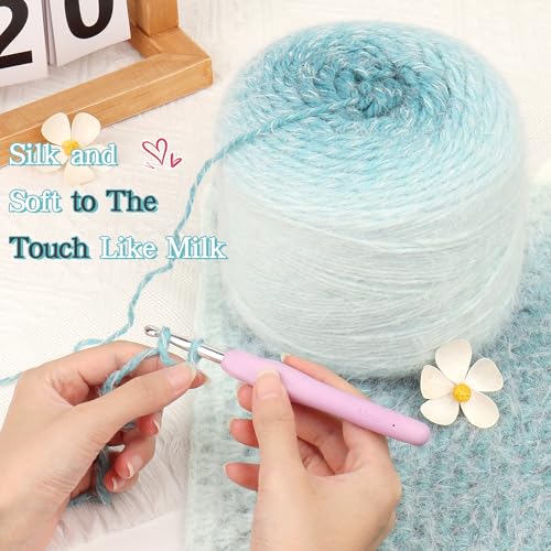 Image of Katech Ombre Yarn for Crocheting-Large Skein of Gradient Yarn Cake-2 Pack of 200g /7.05 oz-80% Acrylic,20% Nylon- #4 Medium-Perfect for Star Blankets, Scarves, Shawls and Garments (K)