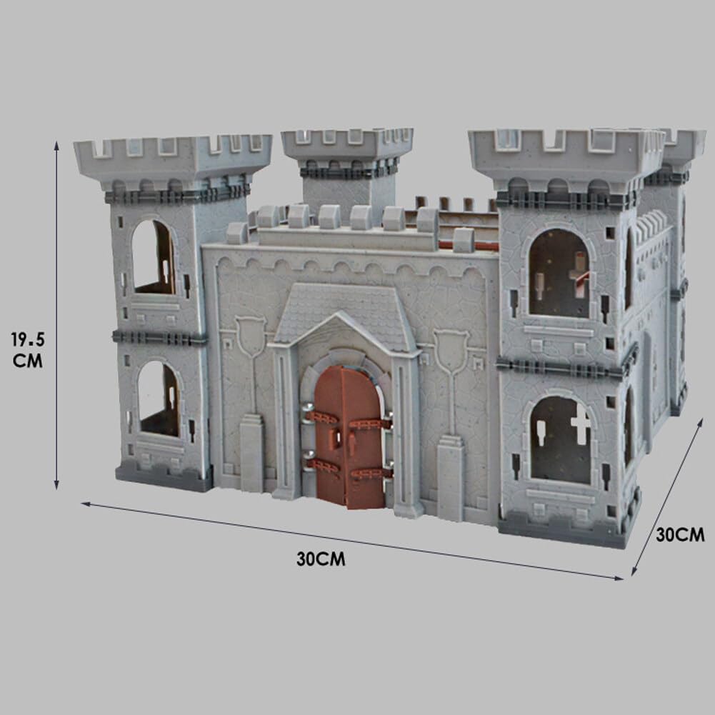 Asudaro Modelo de juguete de caballero romano antiguo DIY modelo de juguete medieval en miniatura incluyendo castillo carro soldado figura medieval caballero plástico figura de acción castillo playset