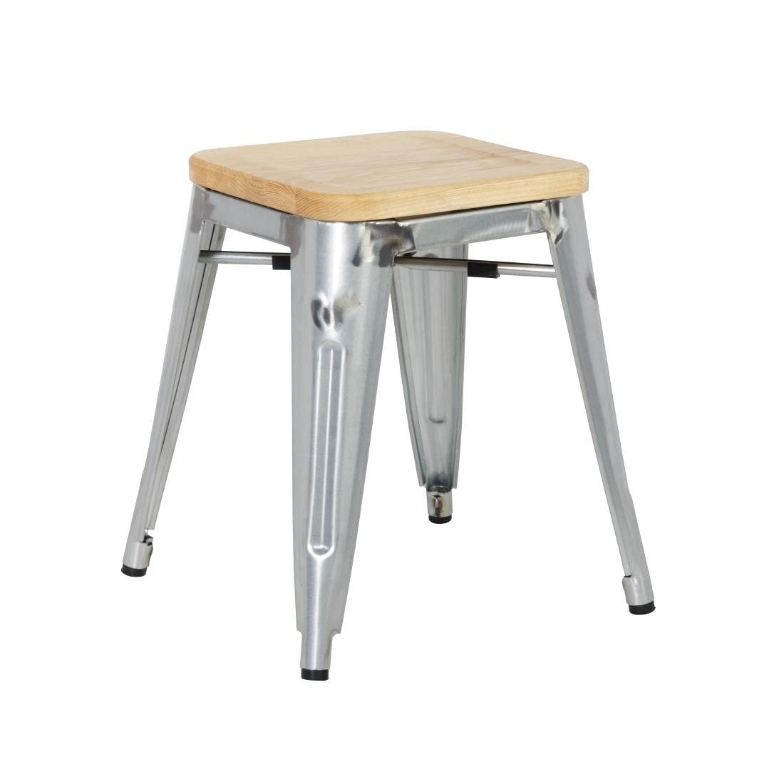 Tabouret de bar bas en acier et bois de frêne Bolero idéal pour vos apéritifs et repas en terrasse