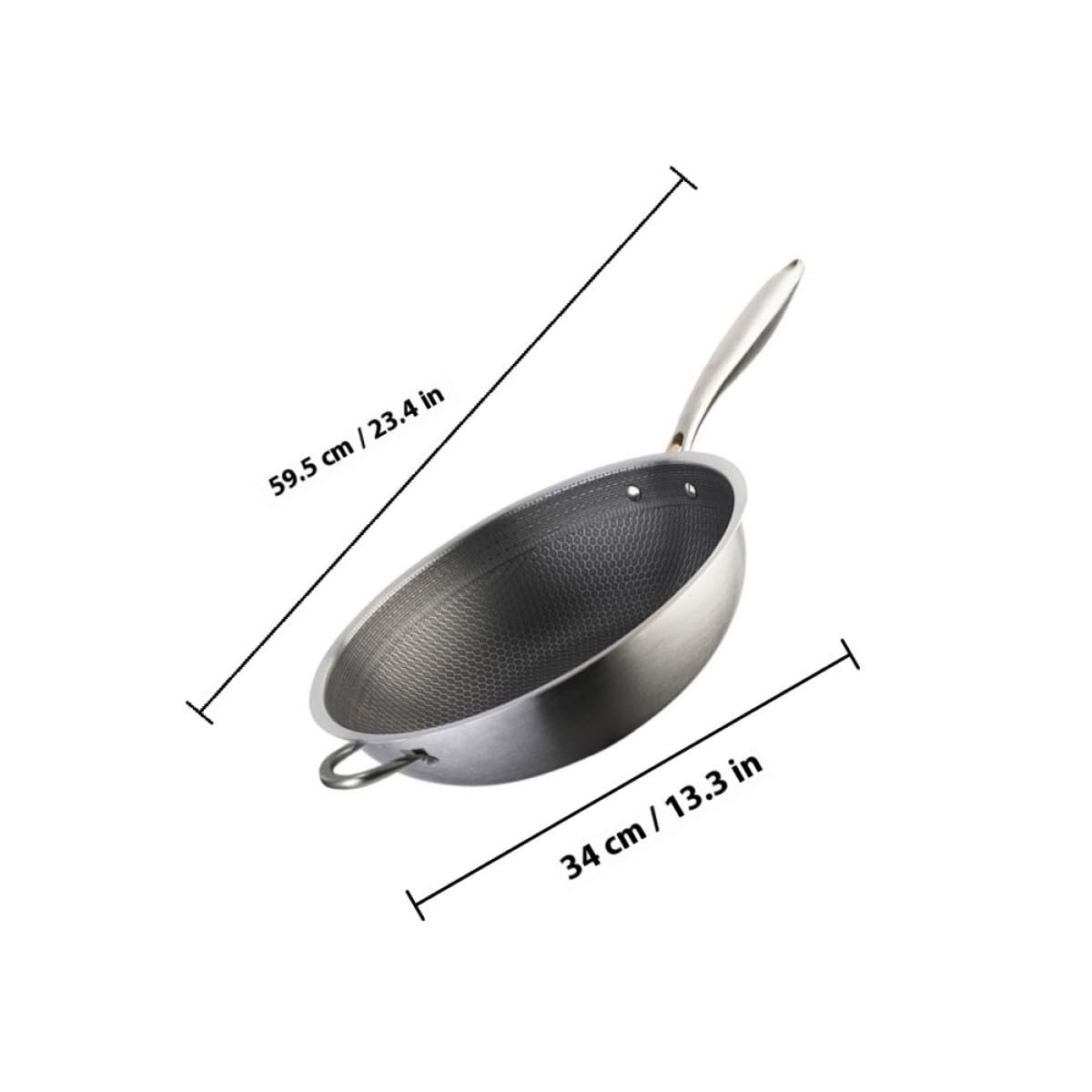 Wok in Acciaio Inox Struttura a Nido D’ape e Doppio Manico