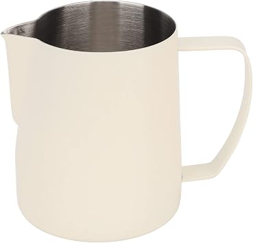 Milk Frothing Pitcher, 24oz/ 700ml Stainless Steel Milk Espresso Steaming Pitcher, Espresso Tools Latte Art, Coffee Milk Frother Maker, Milk Jug Pour Cup For Coffee DrinksBeige