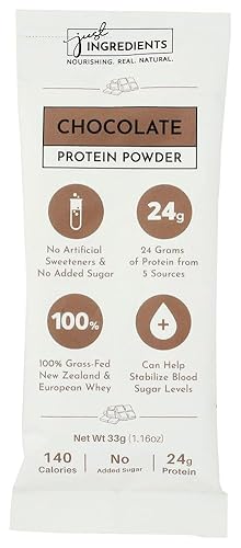 Just Ingredients Chocolate Whey + Plant Protein SGL, 1.16 OZ