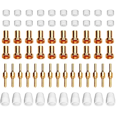 SSIMDER Plasma Cutter Consumables Pack 65Pcs Electrode Shield Cup Copper Tip Swirl Rings for PT31 LG40 Plasma Cutter Cutting Torch Cover