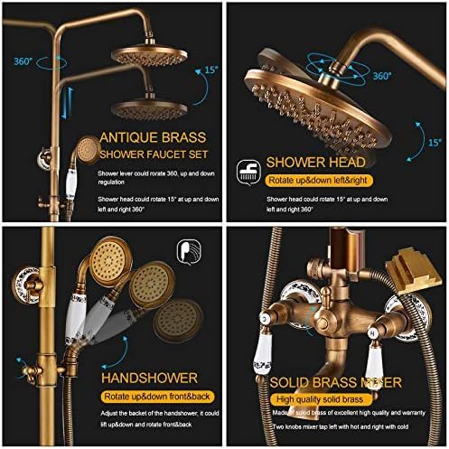 Bec pivotant de douche céramique mitigeur laiton antique mural bain